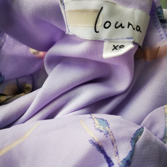 Louna Floral Tie Back Mini Fully Lined Square Neck Summer Dress Purple XS - Picture 10 of 13